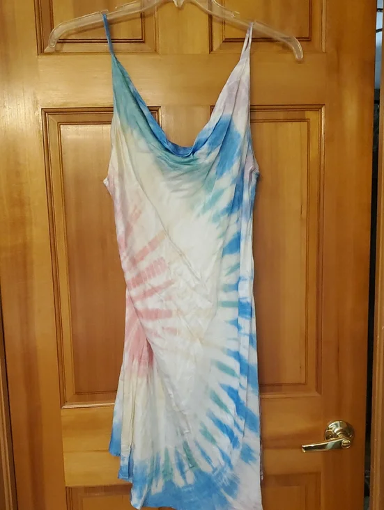 Surf Gypsy Pastel Tie-Dye Cowl Slip Dress in Blue, Pink & Cream - Picture 4 of 10